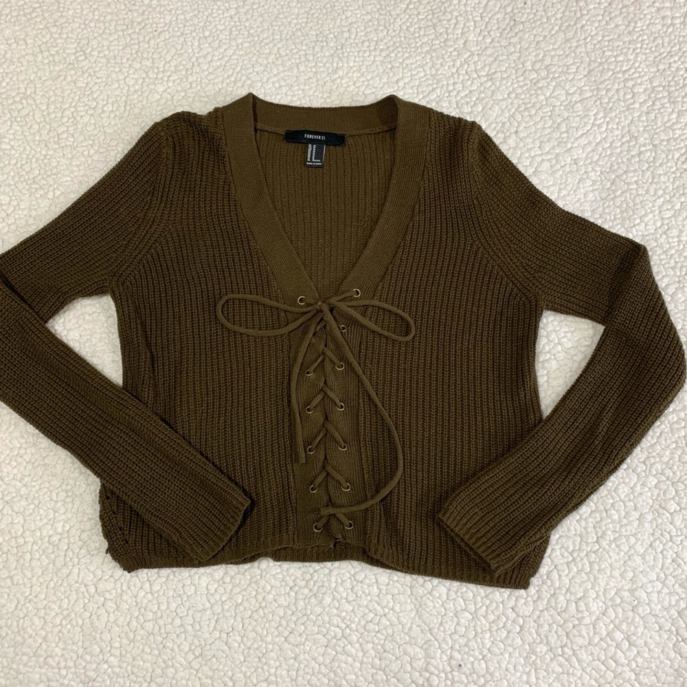Forever 21 Lace-Up Sweater-Size M